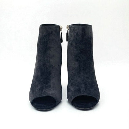 Chanel Boots Short Boots Shoes Suede Gray Unused Here Mark Matelasse Open Toe