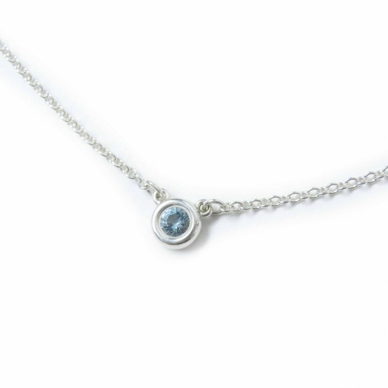 Tiffany & Co Colored Visor Yard Necklace Sv925 Aquamarine Silver