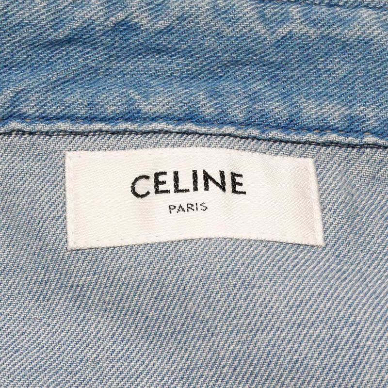Celine Western Shirt Denim M Size Blue Men's Apparel Clothes