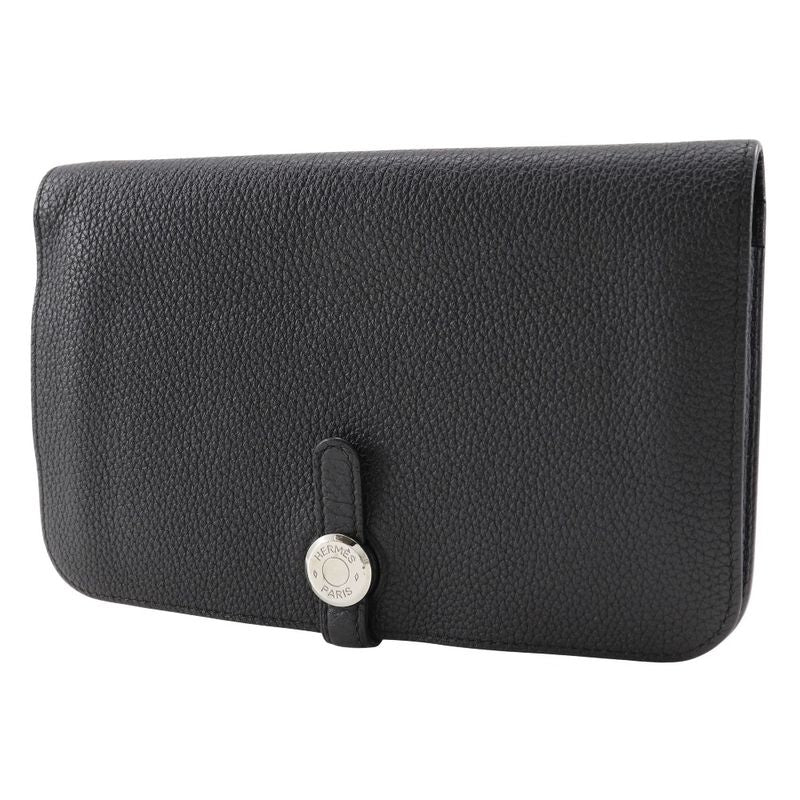 Hermes Dogon GM Togo Black □R Unisex Long Wallet