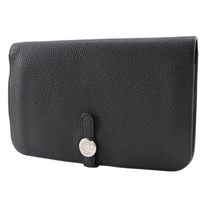 Hermes Dogon GM Togo Black □R Unisex Long Wallet