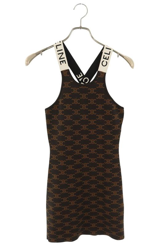 Celine 2ag05916t Triomphe Logo Strap Dress Women's XS