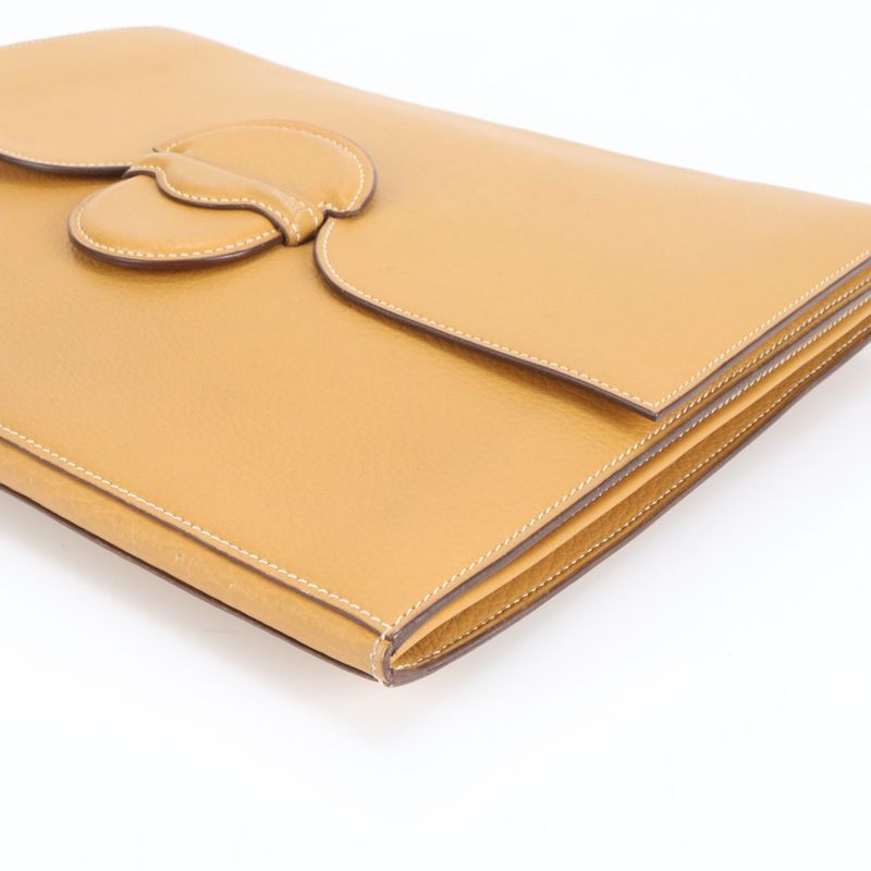 Hermes Phaco Marked O Leather Second Bag Clutch Pouch Commuter Business Beige