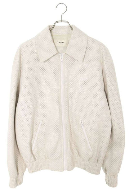 Celine 22SS 2eb13280d Back Logo Perforated Bomber Leather Jacket Men 46