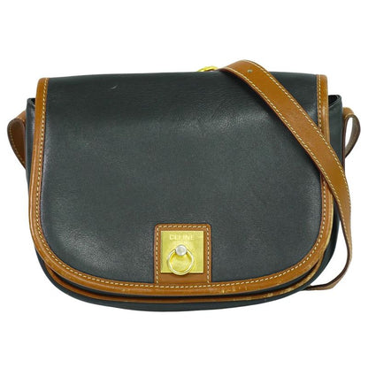 Authentic Celine Leather Shoulder Bag Pochette Black Bag Pre-owned [follow-up