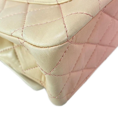 Chanel Shoulder Bag Double Flap Matelasse /255 Ivory And Light Pink Lambskin