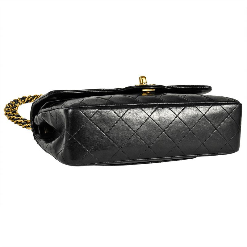 Chanel Matelasse 23 W Flap Chain Shoulder Bag Lamb Skin A01113 Black Gold