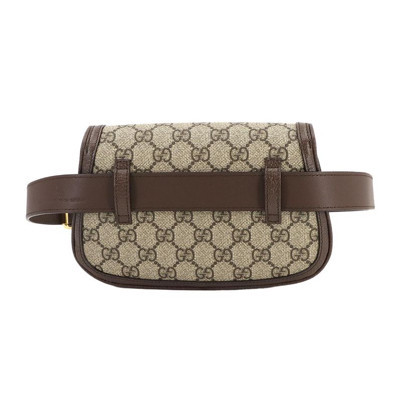 Exhibit Gucci Blondi GG Supreme Belt Bag Waist Pouch Leather Beige Brown 703807