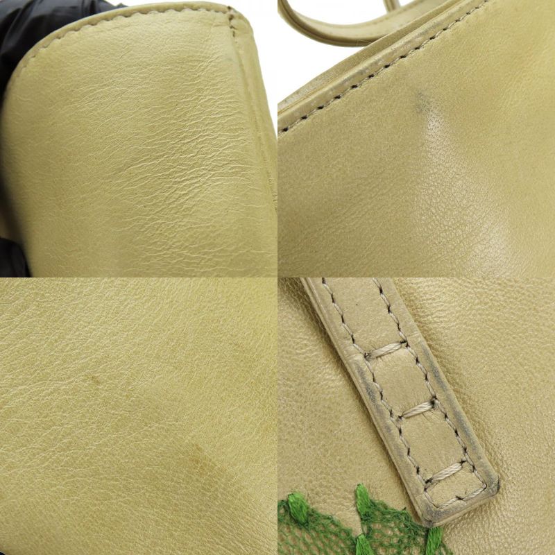 Fendi Tote Roll Bag Leather Beige Pink Green Silver Hardware Shoulder Floral A4