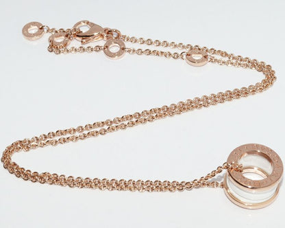 Bulgari Pendant Necklace 18K Pink Gold White Ceramic Bzero1 Pendant Necklace