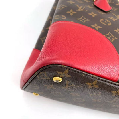 Louis Vuitton Flandrin Monogram Threes Leather X PVC Brown X Red Tote Bag Gold
