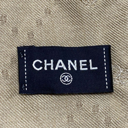 Chanel Stole (shawl) Beige Coco Mark/matelasse Wool Cashmere Silk