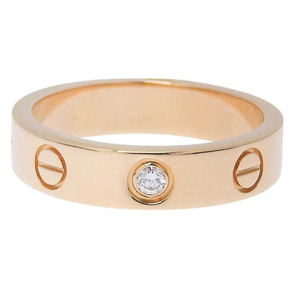 Cartier Mini Love 1P Diamond Ring 18K Pink Gold 750 Pink Gold Diamond #47