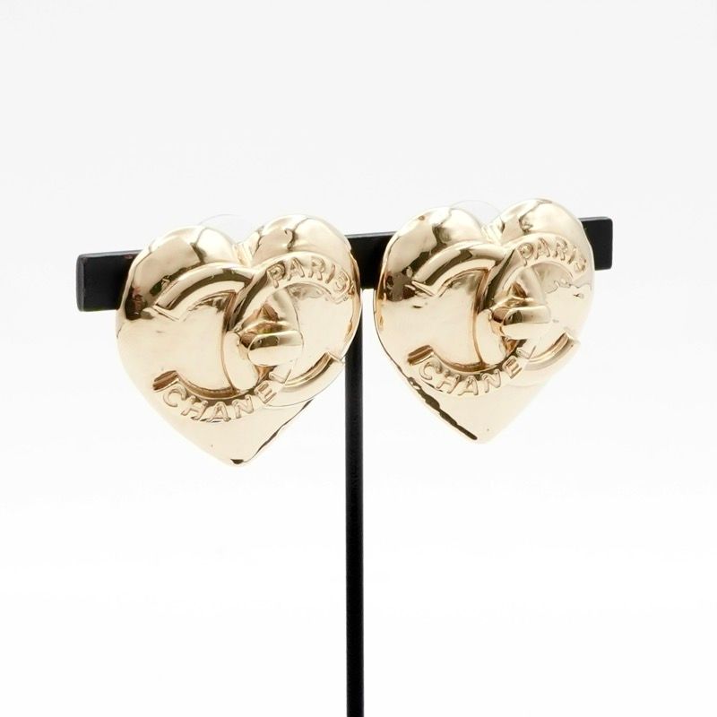 Chanel Earrings Earring Gold Coco Mark Heart