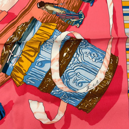 Hermes Carre 90 Prieres AU VENT Prayer In The Wind Silk Scarf Pink