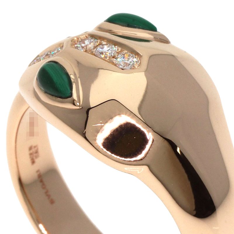 Bvlgari Bulgari Serpenti Malachite Diamond Ring And Ring 18K Pink Gold Ladies