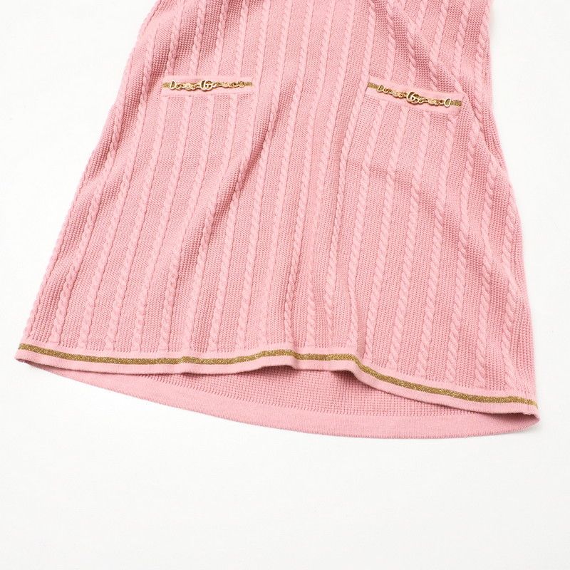 Gucci Dress Size S Knit Sleeveless Double G Chain Wool Cotton Made In