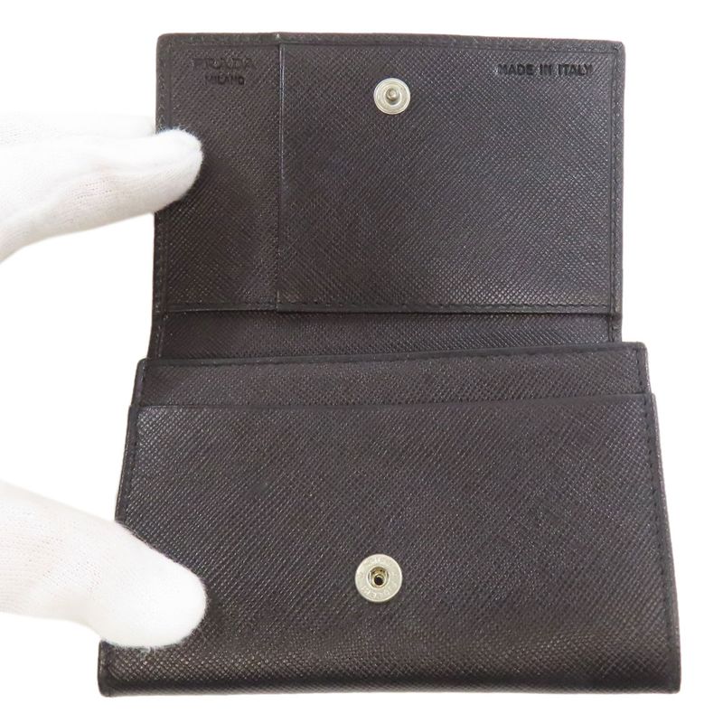 Prada M504a Business Card Holder Logo Hardware Card Case Saffiano Women