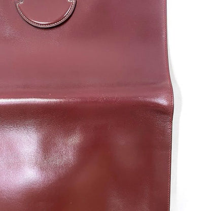 Hermes Clutch Bag Fako Bordeaux Excellent Condition Leather Box Calf