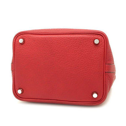 Hermes Handbag Picotin PM Taurillon Clemence Vermilion Silver Hardware Red H