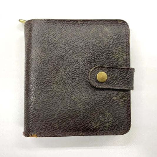 Louis Vuitton Monogram Compact Zipped Folding Wallet M61667 Brown Made In Spain