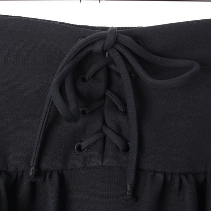 Christian Dior 21 Wool Silk Lace Up Flared Skirt Bottoms 111j33a1166 Black 34