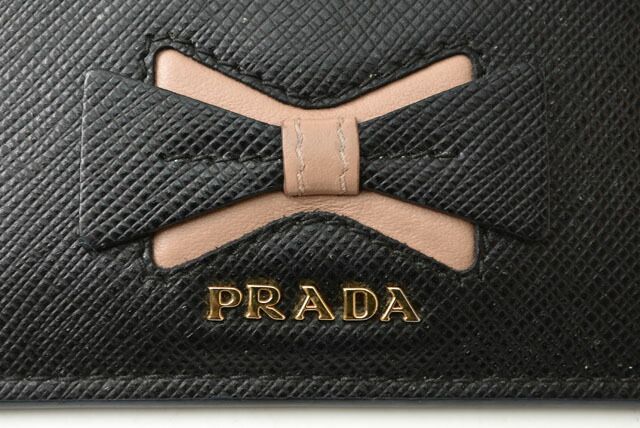 Prada Card Case Business Card Holder Prada Saffiano NERO Black 1mc025