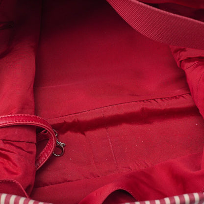 Chanel Chain Shoulder Bag With Coco Charm Striped Canvas Bicolor Silver