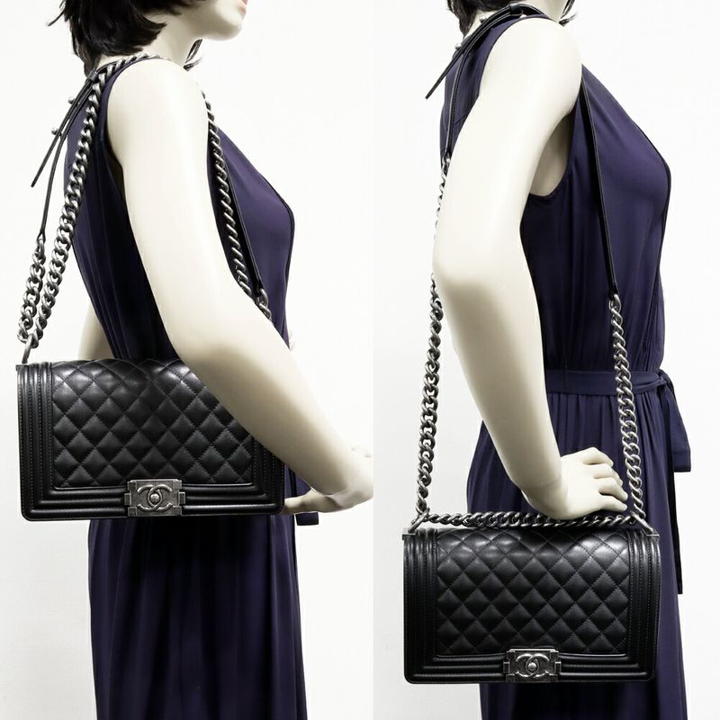 Chanel Shoulder Bag Handbag Boy Chanel Chain Shoulder Bag Caviar Skin Black