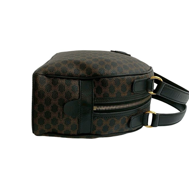 Celine Vintage Macadam Blason Triomphe Pattern Leather Handbag Mini Boston Bag
