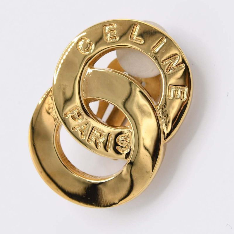 Celine Circle Logo Earrings Gold Color Accessories Ladies With Storage Bag H1915