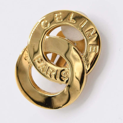 Celine Circle Logo Earrings Gold Color Accessories Ladies With Storage Bag H1915