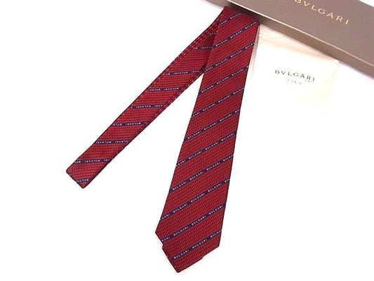 Bvlgari 100% Silk Reversible All-over Pattern Tie Business Men's Red As9653