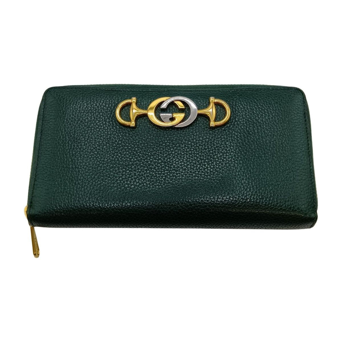 Gucci Zumi Round Zipper Long Wallet 570661 1147 Green