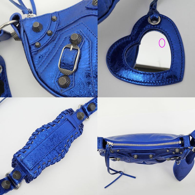 Balenciaga Luca Gold XS 671309 Shoulder Bag Metallic Blue Ladies