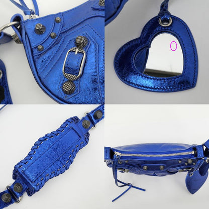Balenciaga Luca Gold XS 671309 Shoulder Bag Metallic Blue Ladies