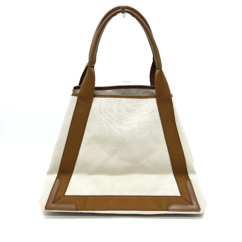 Balenciaga Tote Bag Navy Cabas M 339936 Canvas/leather Beige