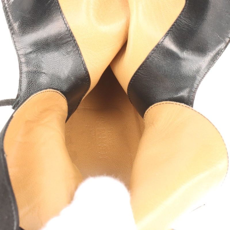 Hermes Suede Boots Women's 36 Semelle CUIR Black Made In Italy