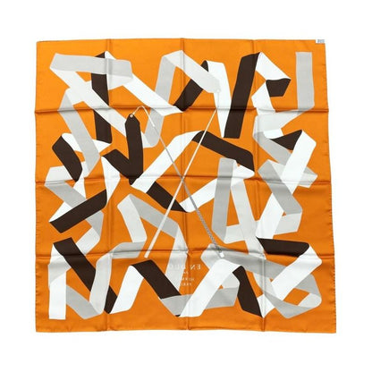 Hermes Silk Scarf Carre 90 En Duo Par Orange White Hermes