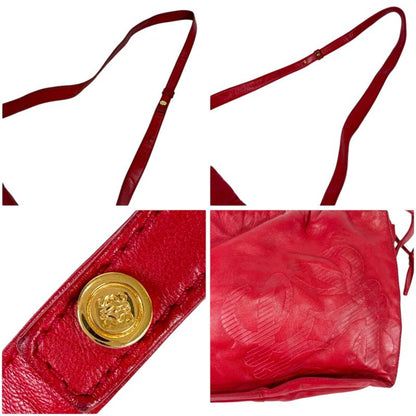 Loewe Drawstring Shape Mini Shoulder Bag Anagram Logo Red Nappa Leather