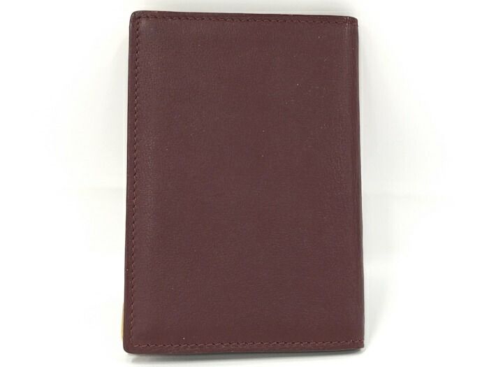 Cartier Mustline Card Case Business Card Holder Leather Bordeaux