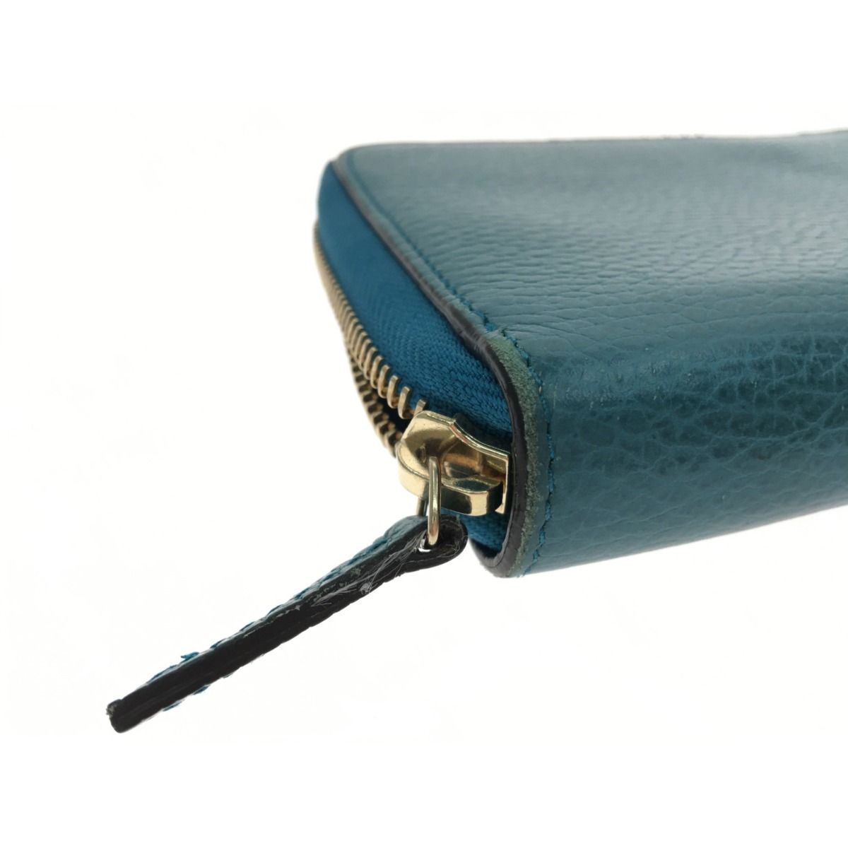 Gucci Outlet Round Zip Long Wallet Interlocking G 449347 Blue Green