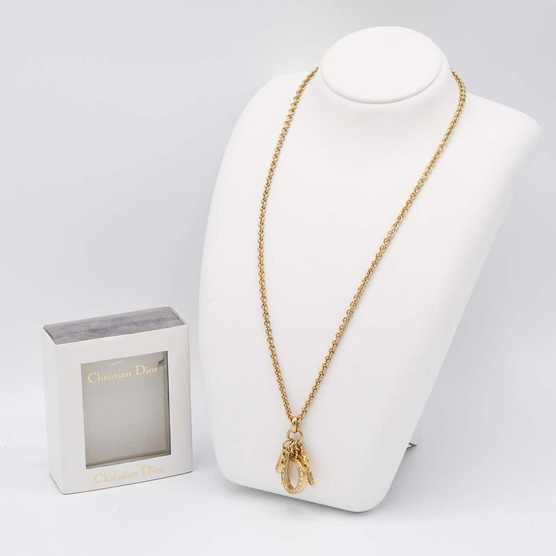 Christian DIOR Necklace GP Gold Color Approx 23.5g Accessories With Box 22k213-3
