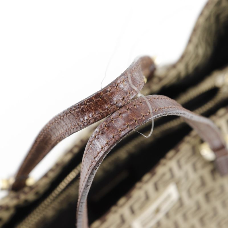 Fendi Zucchino 8bh132 Nylon Canvas Brown Women's Handbag