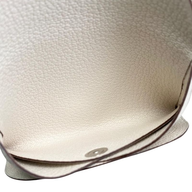 Hermes Card Case Coin Case Calvi Duo W Engraved Nata White Silver Hardware