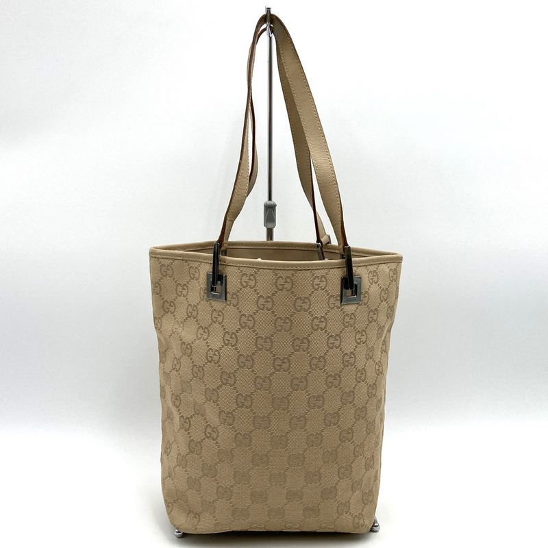 Gucci 31244 Tote Handbag Small Beige GG Canvas/leather Ladies Men Fashion