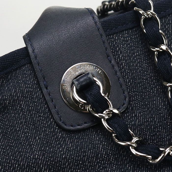 Chanel Beau Ring Bag 2WAY Deauville Boston Bag Denim 20986860 Womens