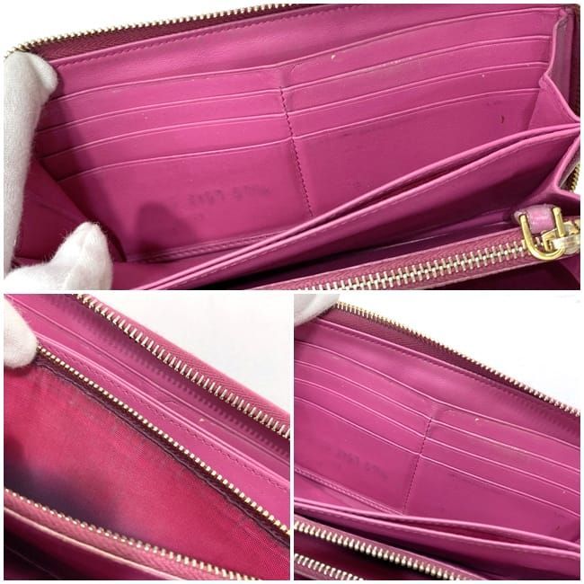Prada Round Zipper Long Wallet Pink Fuxia 1m0506 Wallet