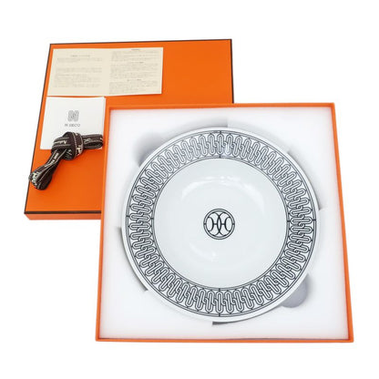 Hermes Soap Plate H DECO White Black Dish Pottery H Deco Ash Deco