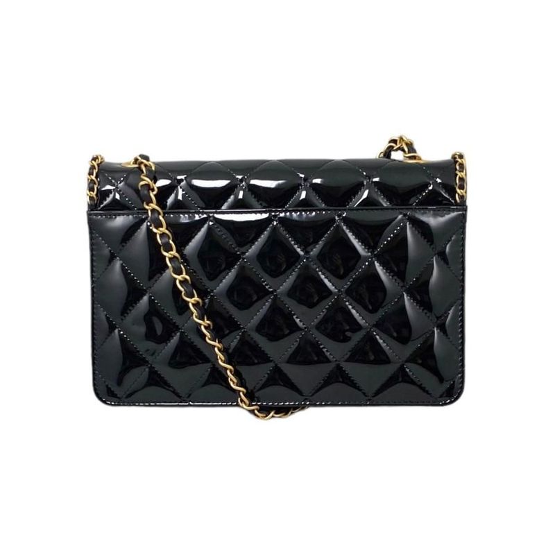 Chanel Shoulder Bag Heart Chain Ap4900 Matelasse Patent Enamel Coco Mark Black